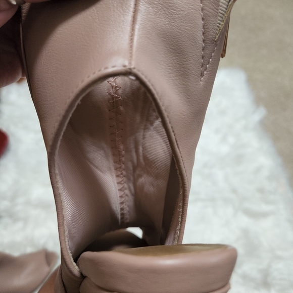 Bamboo/ Pink Mauve Open Toe Booties - Picture 7 of 7